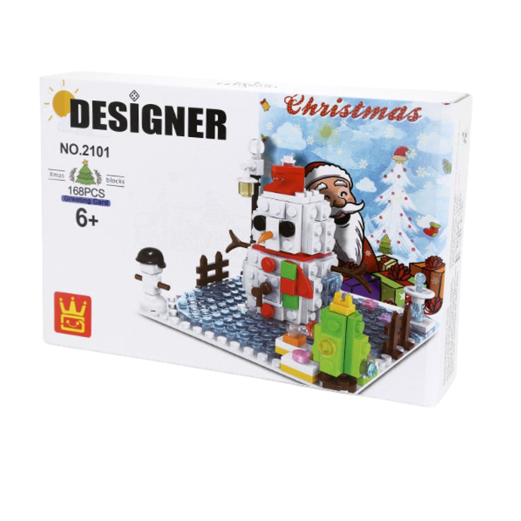 Set Natalizio Pupazzo Di Neve Serie Designer Merry Christmas 2201 Wange 168 Mattoncini
