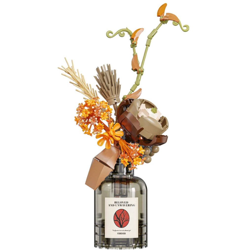 Autumn Flowers In Gin Bottle Construction Brick Set 362 Pieces
