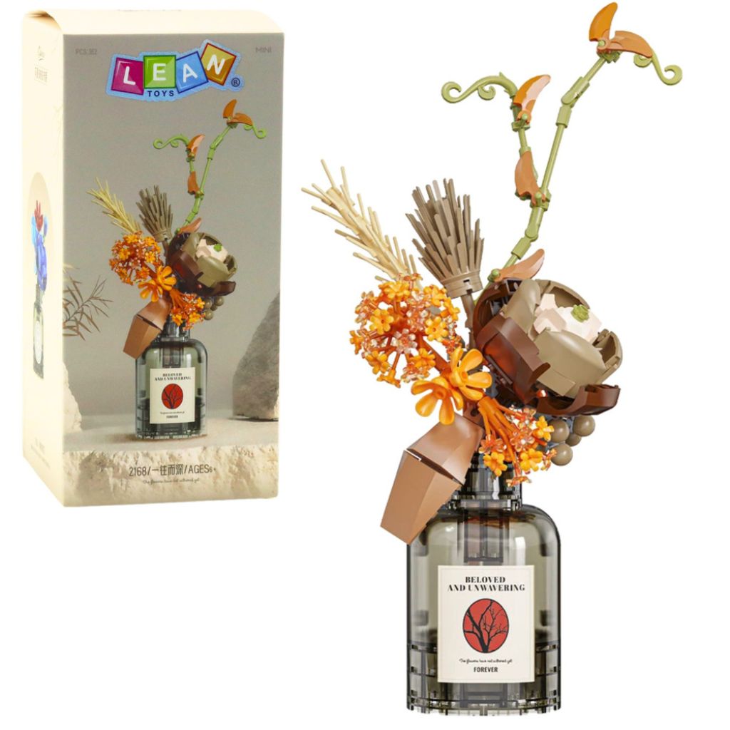 Fiori Autunnali In Bottiglia Di Gin Set Di Mattoncini Da Costruzione